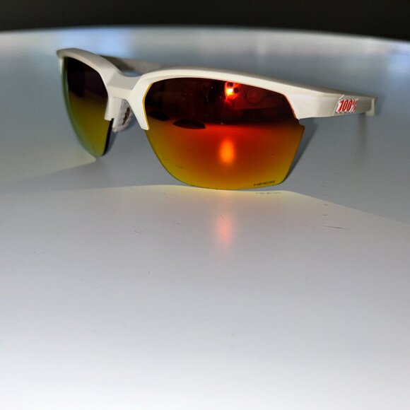 100% Sportcoupe Sunglasses White w/Red Mirrored HiPer Interchangeable Lens - Picture 6 of 11